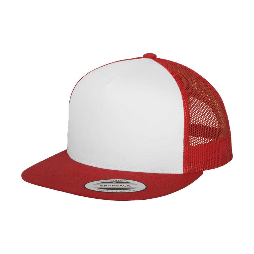 Yupoong 6006 Red/White/Red Flat Bill