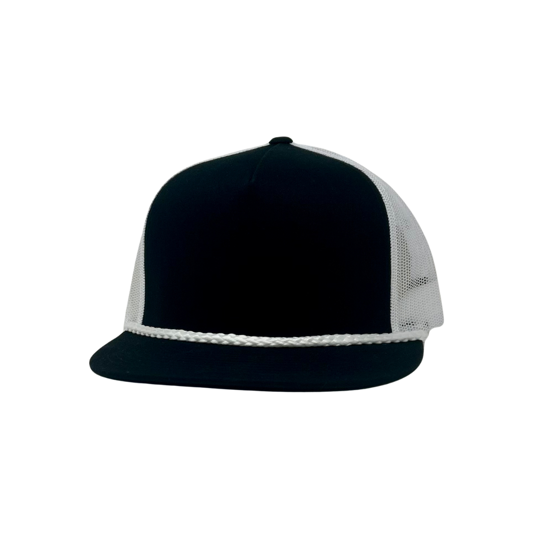 6006 Black/White Yupoong with White Rope