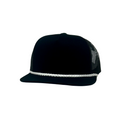 Flat Bill Black with White Rope
