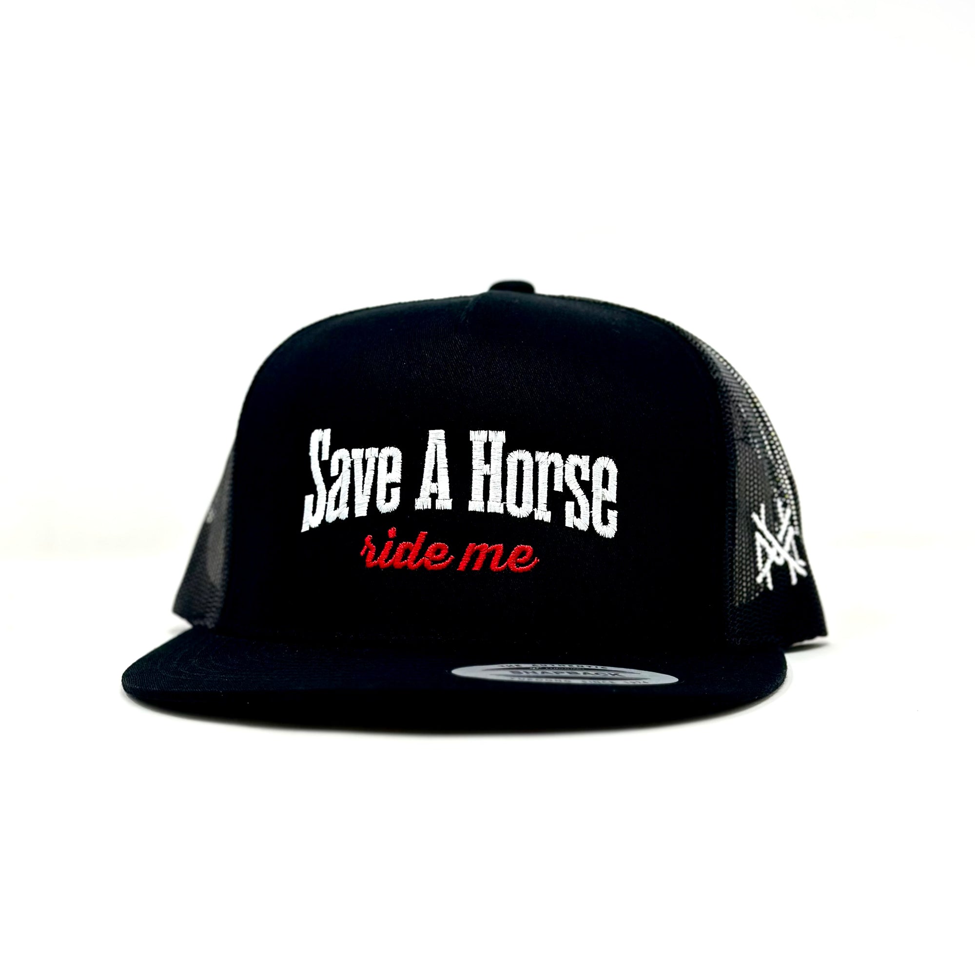 Signature Save A Horse hat by The Mad Hatter Company featuring a stylish wide-brim design and unique logo embroidery.