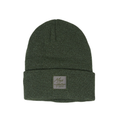 Olive Beanie with Silver Patch