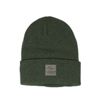 Olive Beanie with Silver Patch