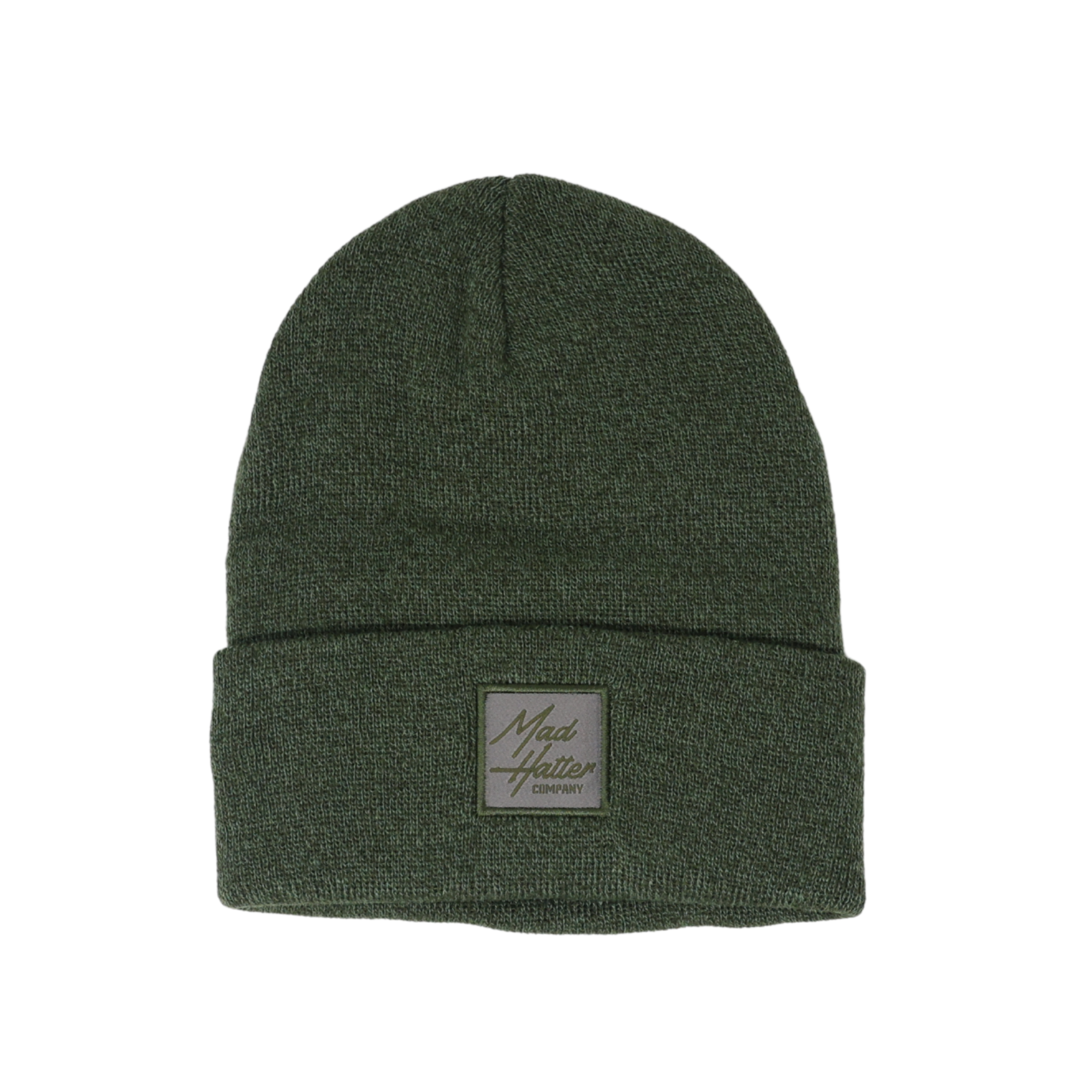 Olive Beanie with Silver Patch