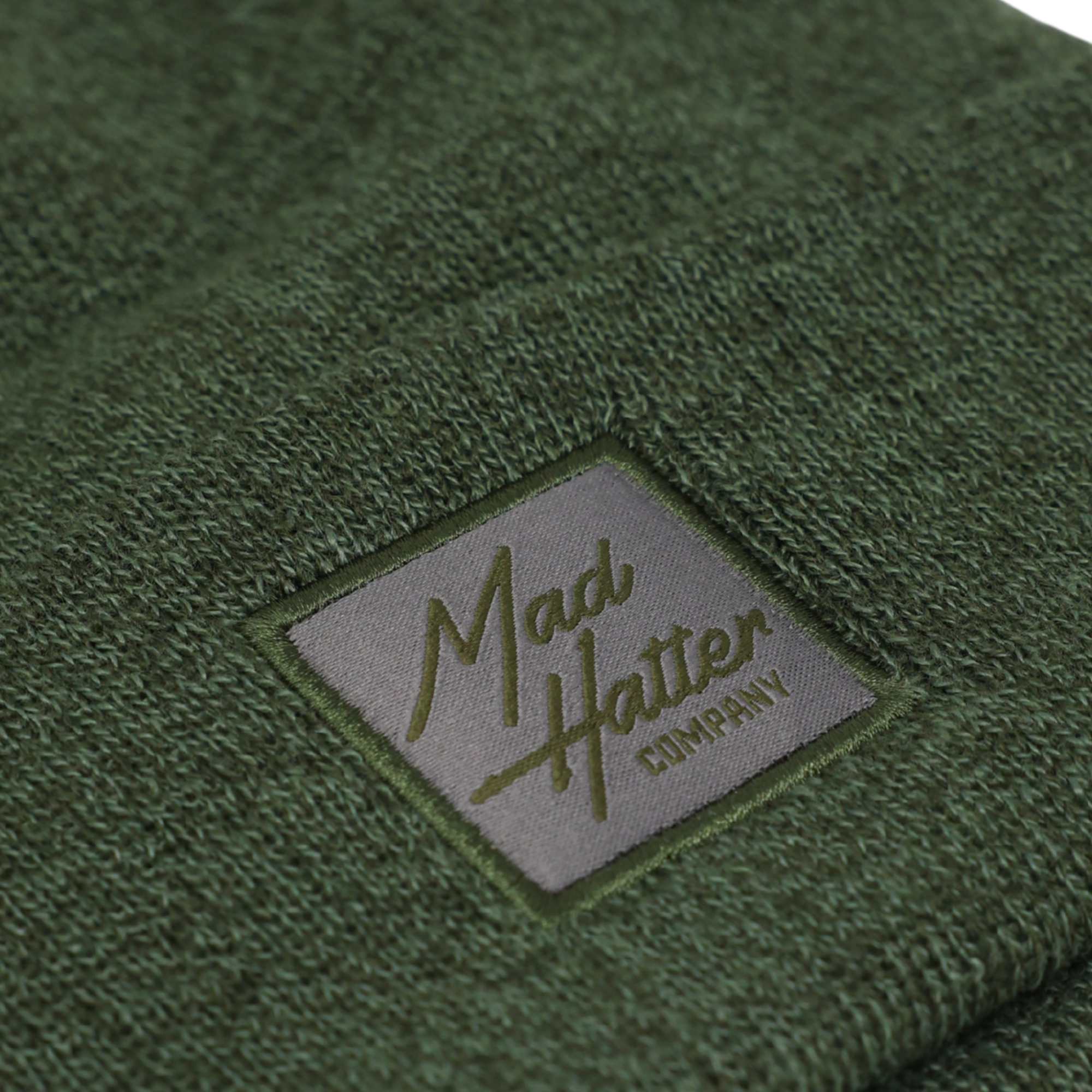 Olive Beanie with Silver Patch