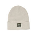 Natural Beanie with Olive Patch