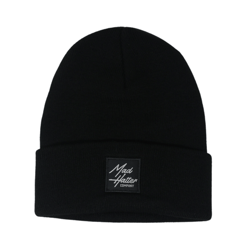 Black Beanie with Black Patch - The Mad Hatter Company