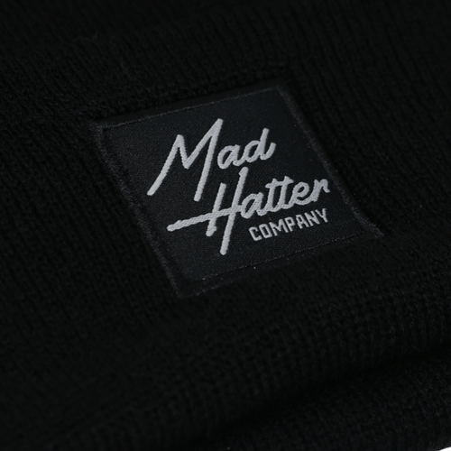 Black Beanie with Black Patch - The Mad Hatter Company