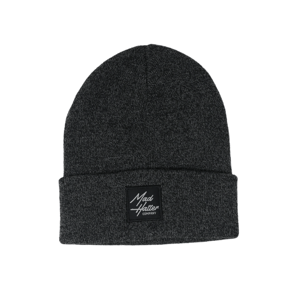 Charcoal Beanie with Black Patch - The Mad Hatter Company