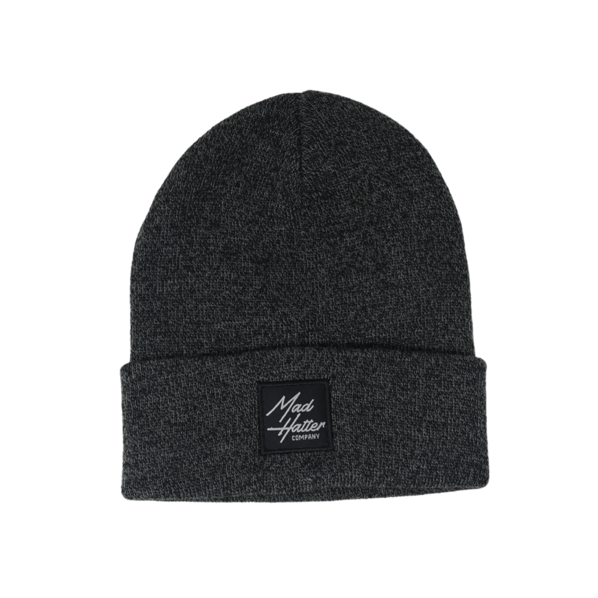 Charcoal Beanie with Black Patch - The Mad Hatter Company