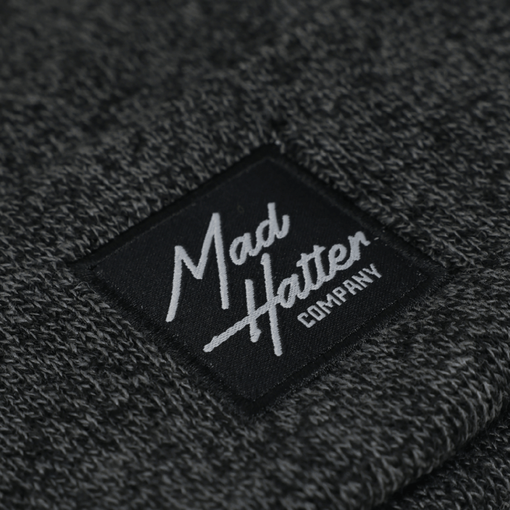 Charcoal Beanie with Black Patch - The Mad Hatter Company