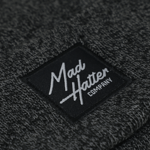 Charcoal Beanie with Black Patch - The Mad Hatter Company