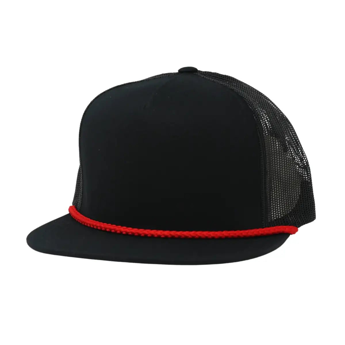 Flat Bill Black with Red Rope - The Mad Hatter Company