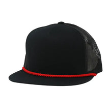 Flat Bill Black with Red Rope