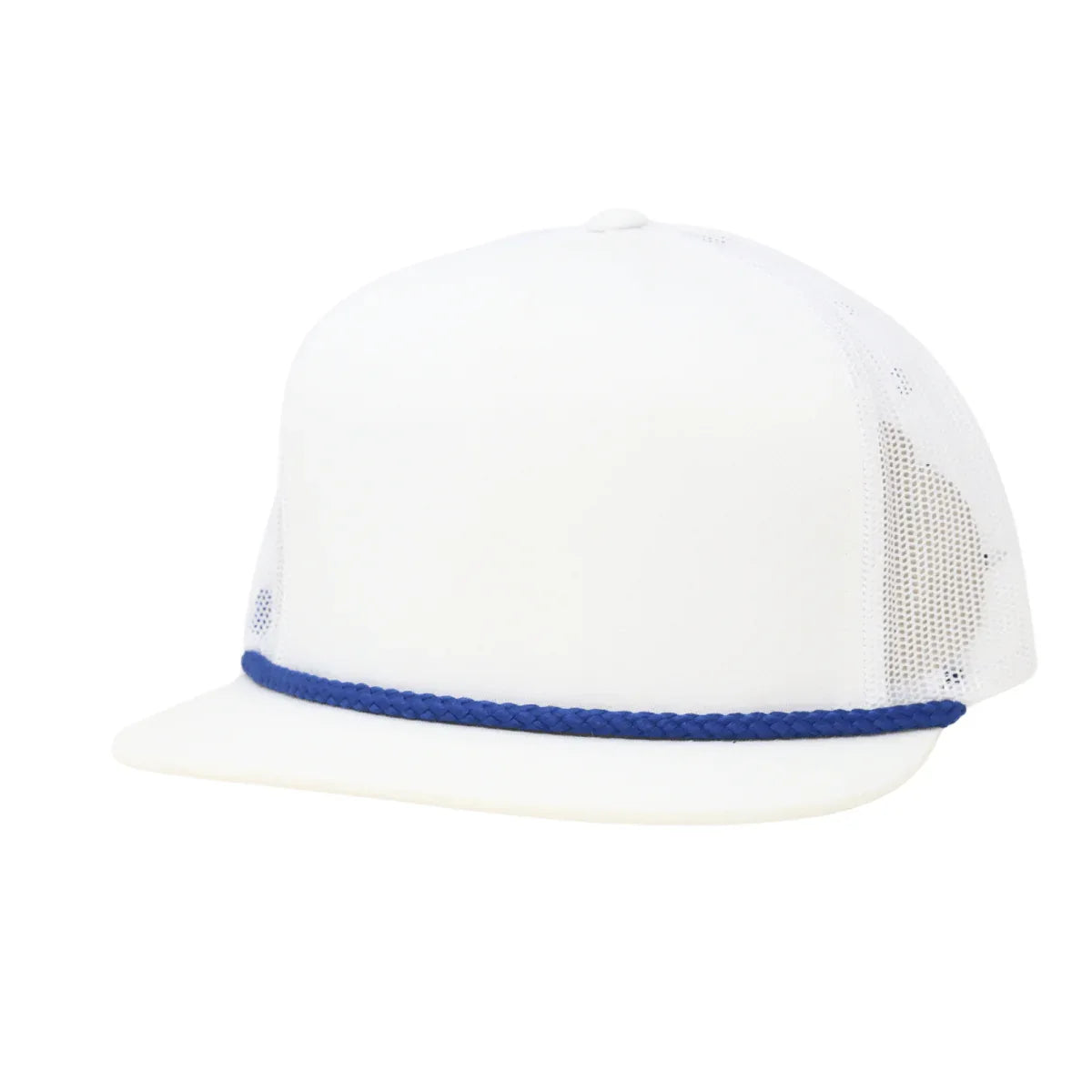 Flat Bill White with Blue Rope - The Mad Hatter Company