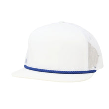 Flat Bill White with Blue Rope