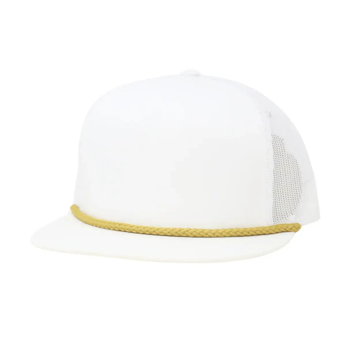 Flat Bill White with Gold Rope - The Mad Hatter Company