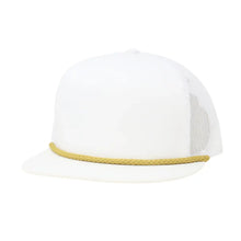 Flat Bill White with Gold Rope