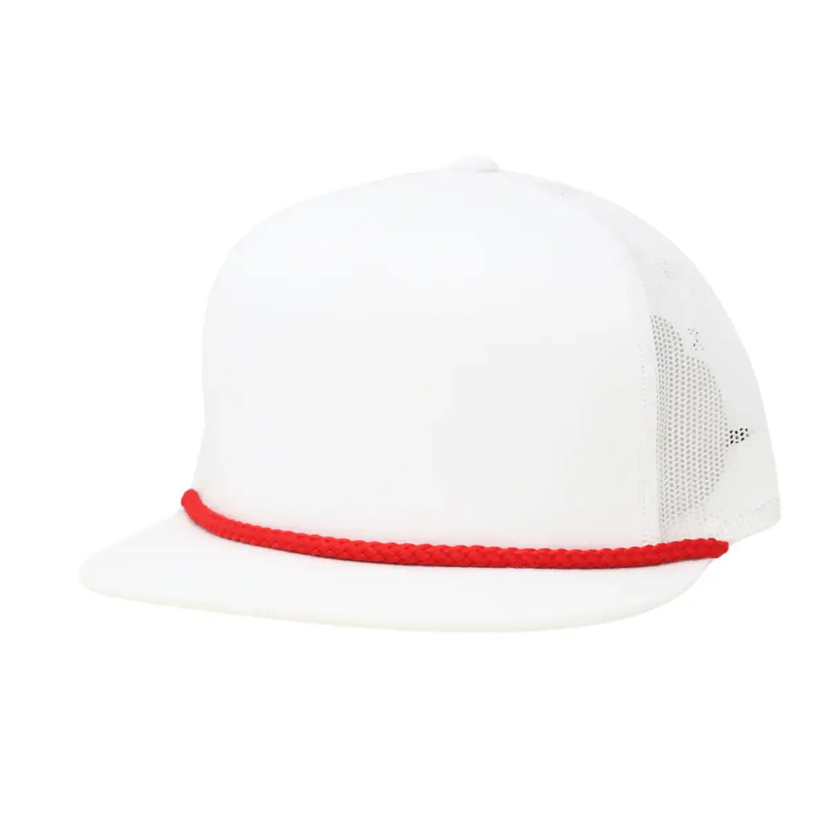 Flat Bill White with Red Rope - The Mad Hatter Company