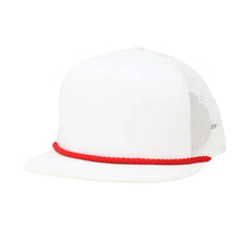 Flat Bill White with Red Rope