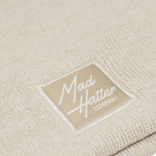Natural Beanie with Natural Patch - The Mad Hatter Company