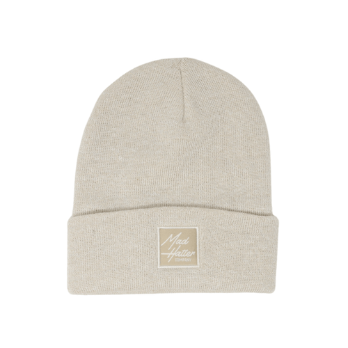 Natural Beanie with Natural Patch - The Mad Hatter Company