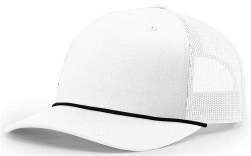 Richardson 112 FPR Solid White with a Black Rope - The Mad Hatter