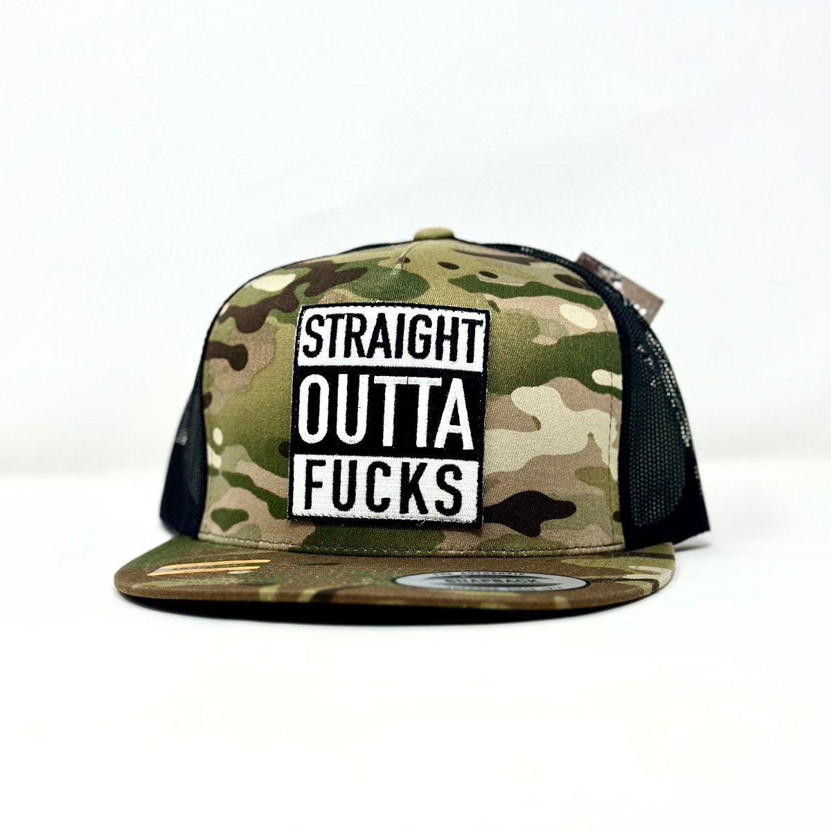 TTC Straight Out Of F*cks Yupoong 6006 Multicam/Black - The Mad Hatter Company