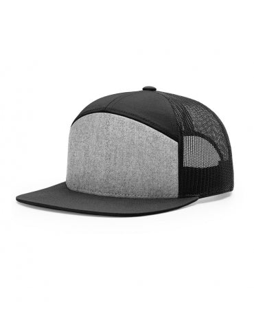 7 Panel Heather Grey / Black - The Mad Hatter Company