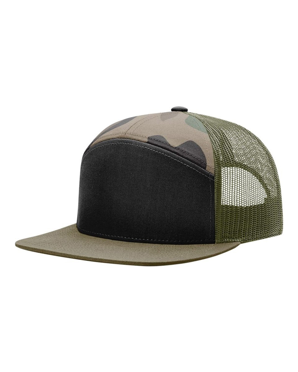 7 Panel Tri Black / Green Camo / Loden - The Mad Hatter Company