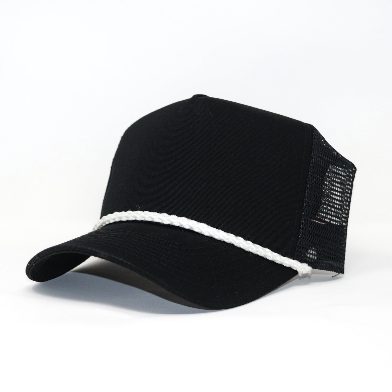 Cobra 5 panel Cotton Twill Front Black/White Cap