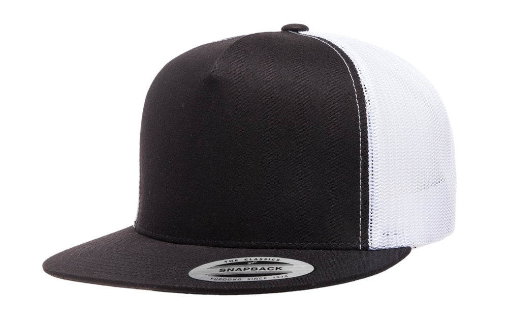 Flat Bill Black/White - The Mad Hatter Company