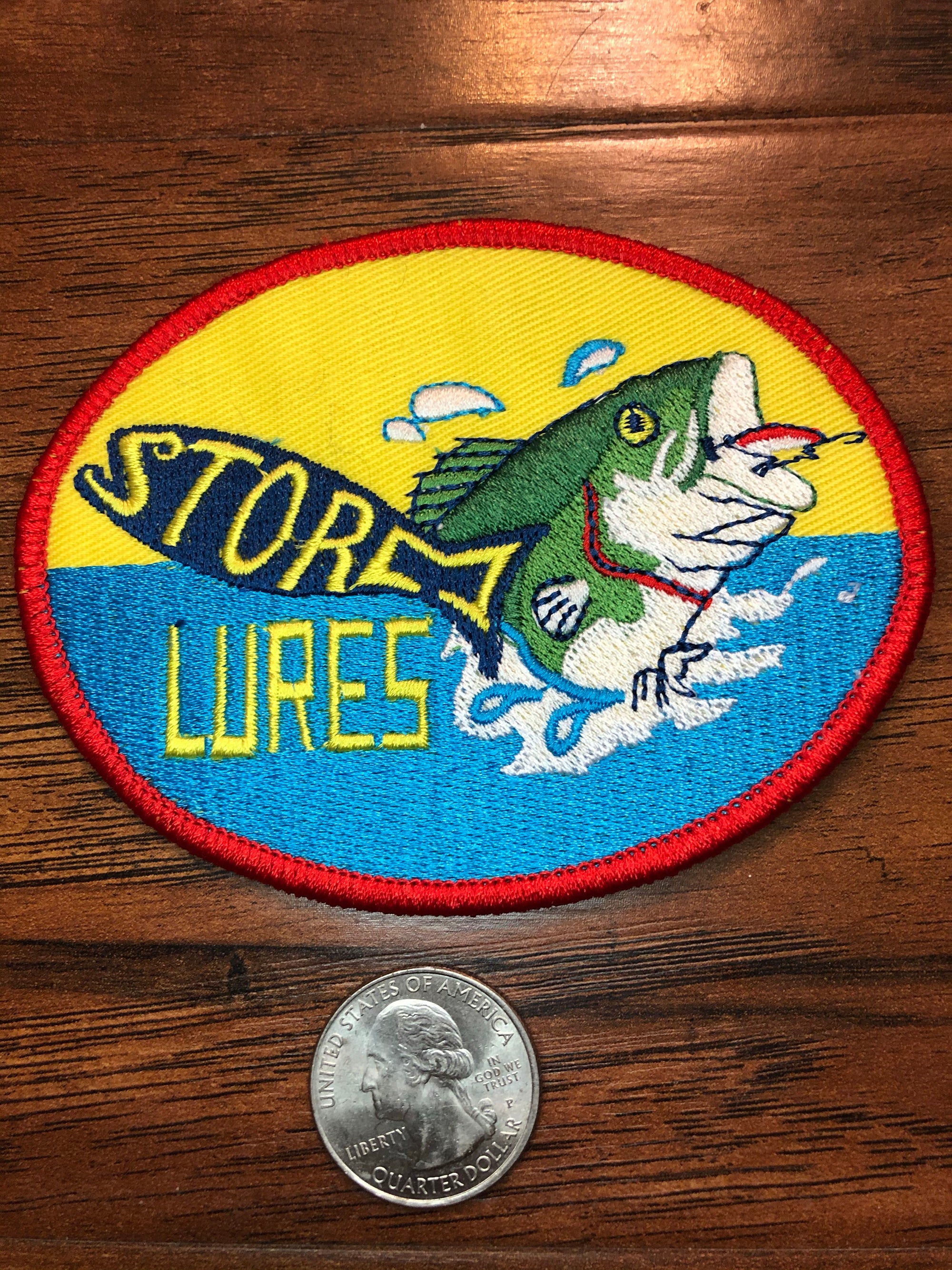 Storm Fishing Lures Patch Tackle Bait Vintage Style Retro Sew Iron Patch  Hat Cap