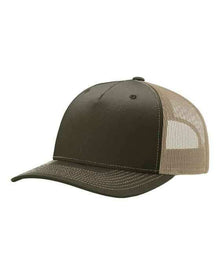 Army Olive Green & Tan Trucker Hat - Mesh Snapback Cap Blank Hat